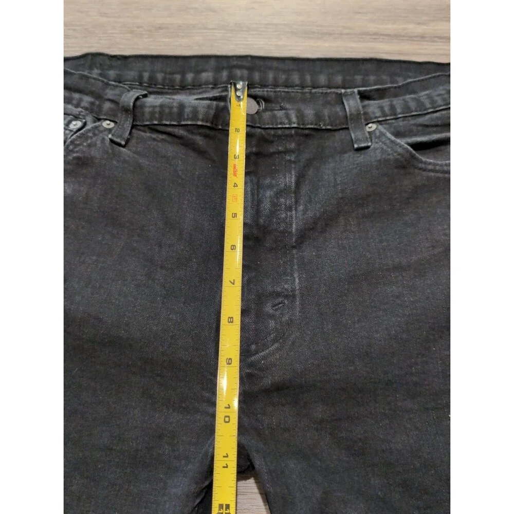 LEVI'S 514 DENIM JEANS MENS 38X32 DARK WASH BLACK STRAIGHT STRETCH EUC